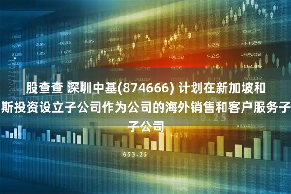 股查查 深圳中基(874666) 计划在新加坡和俄罗斯投资设立子公司作为公司的海外销售和客户服务子公司