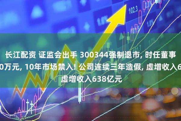 长江配资 证监会出手 300344强制退市, 时任董事长罚500万元, 10年市场禁入! 公司连续三年造假, 虚增收入638亿元
